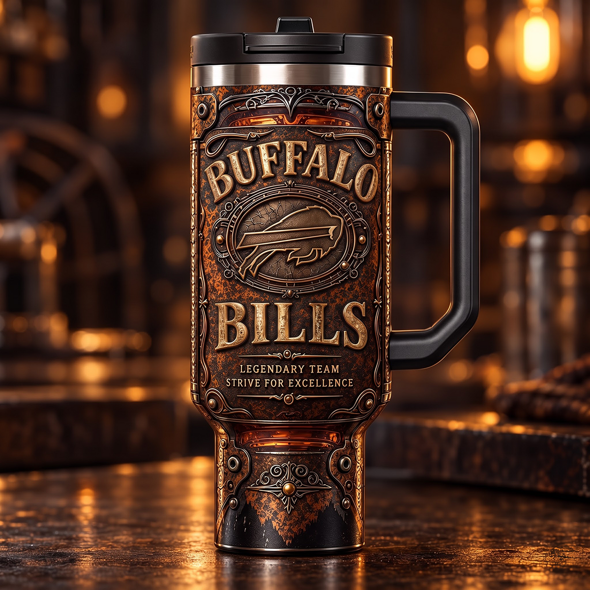 NFL x BUF Premium Old 40oz Tumbler With Straw