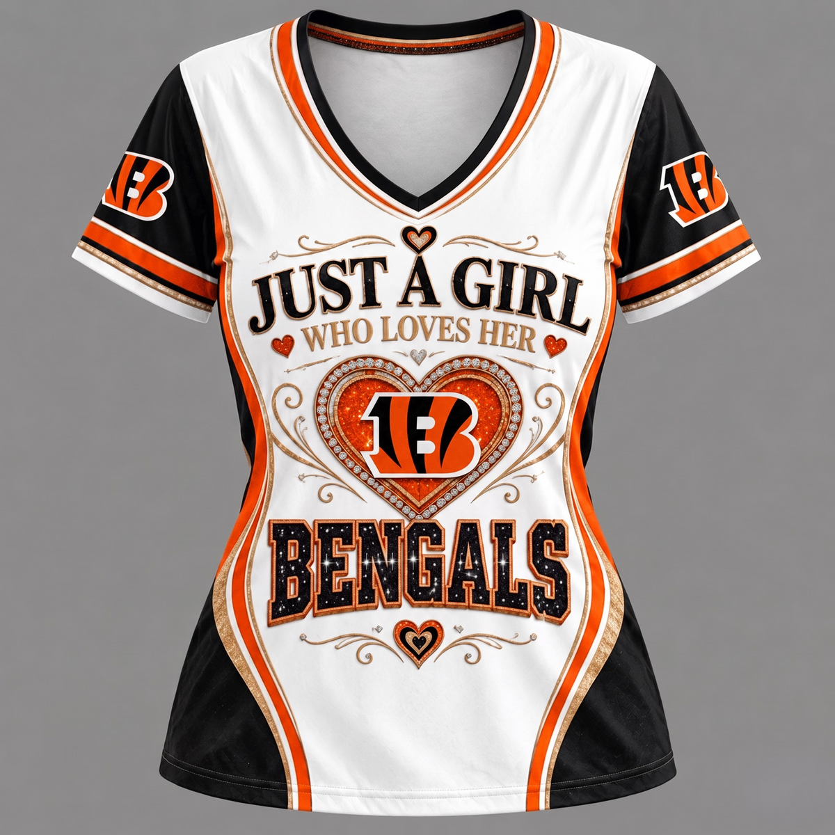 NFL x CIN Just A Girl V-Neck Shirt