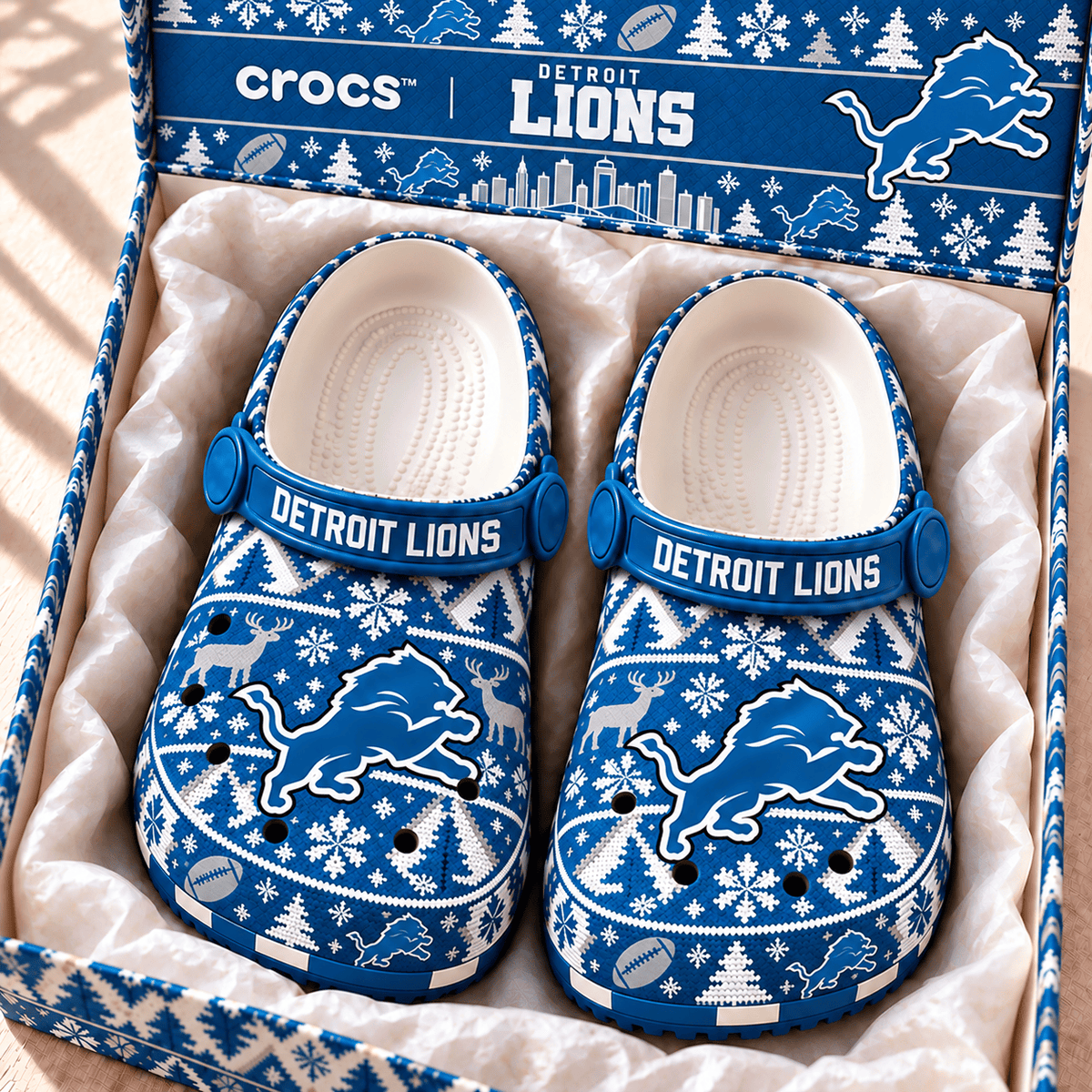 NFL x DET Christmas Crocs