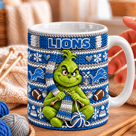 NFL x DET Grinch Knitting Coffee Mug