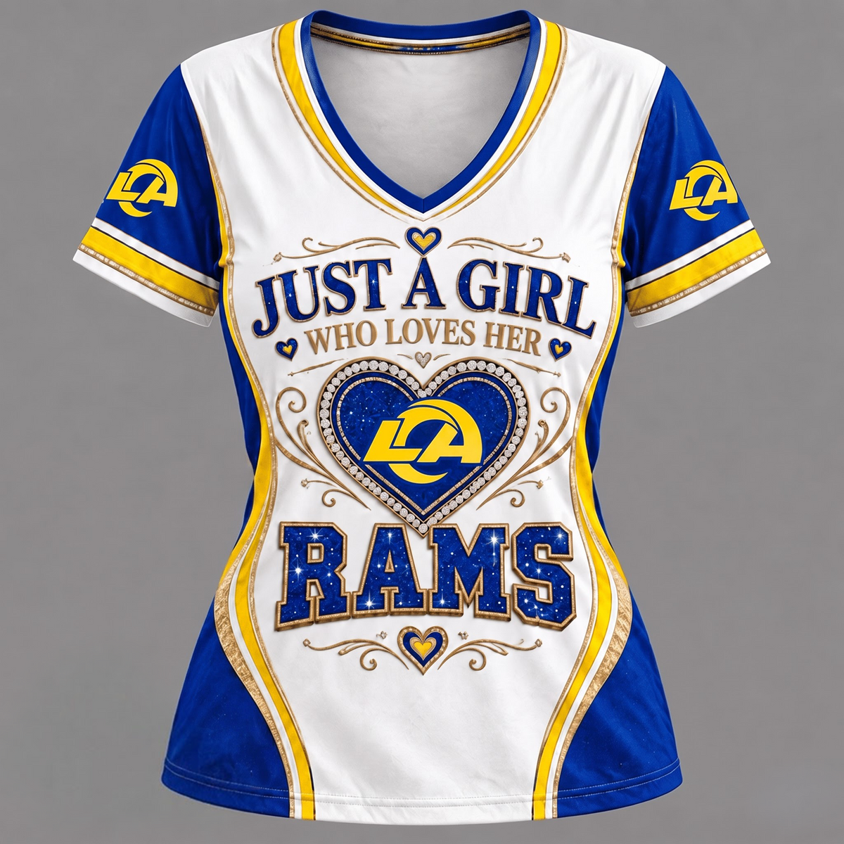 NFL x LAR Just A Girl V-Neck Shirt