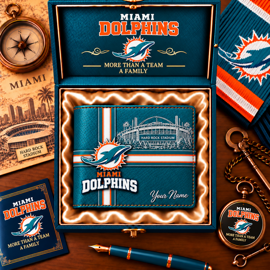 NFL x MIA Custom Name Leather Wallet