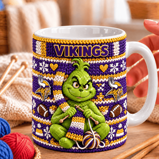 NFL x MIN Grinch Knitting Coffee Mug