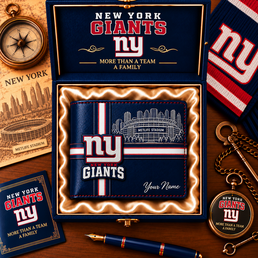 NFL x NYG Custom Name Leather Wallet