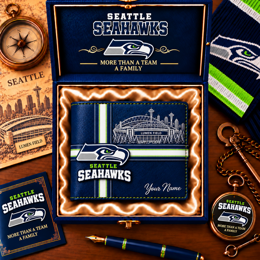 NFL x SEA Custom Name Leather Wallet