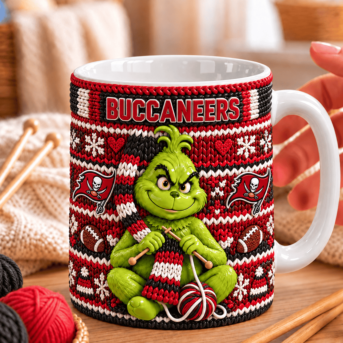 NFL x TB Grinch Knitting Coffee Mug
