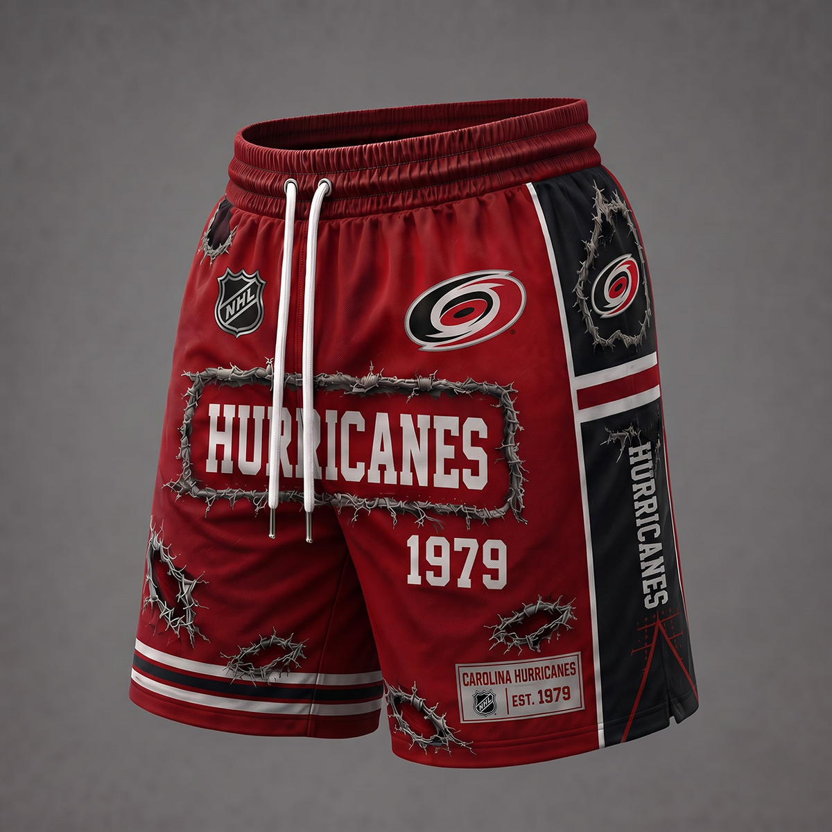 NHL x CAR Distressed Shorts