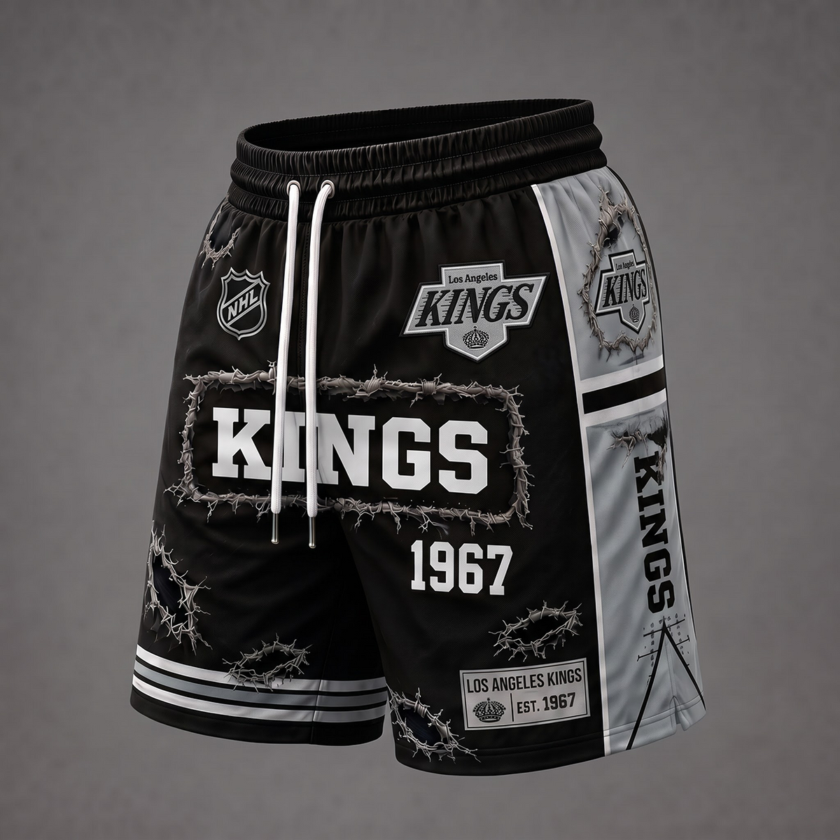 NHL x LAK Distressed Shorts