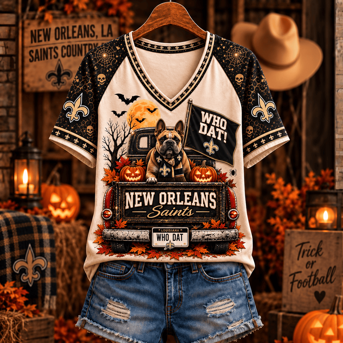 NOS Premium Halloween V-Neck T Shirt Gift For Fan