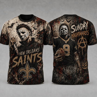 NOS Premium NFL Michael Myers Sunday Nightmares 3D T-Shirt For Horror Football Fans