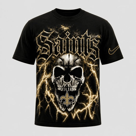 NOS Premium NFL Premium Skull Lightning Graphic T-Shirt