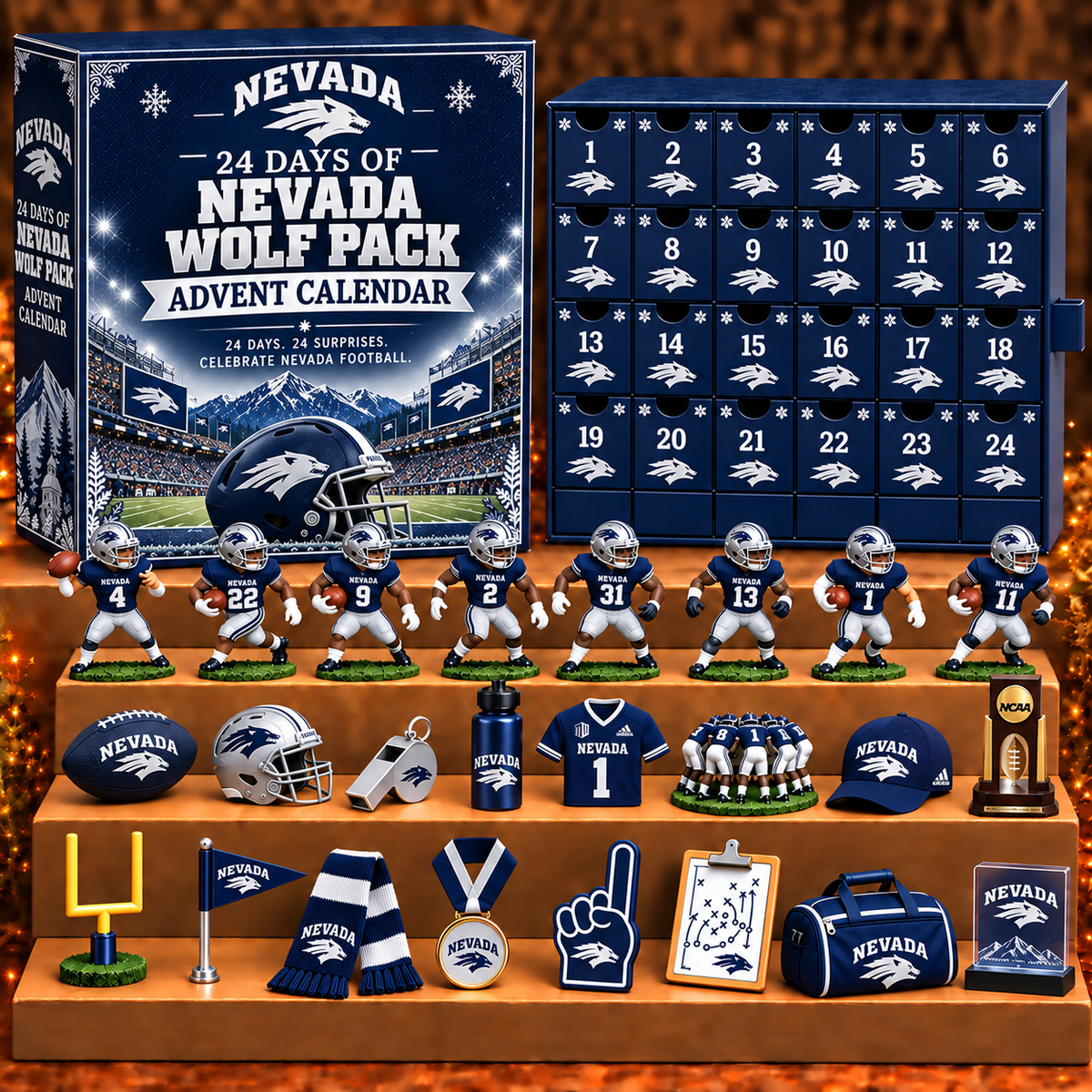 NWP x NCAA Personalized 24 Days Of American Football Advent Calendar Blink Box