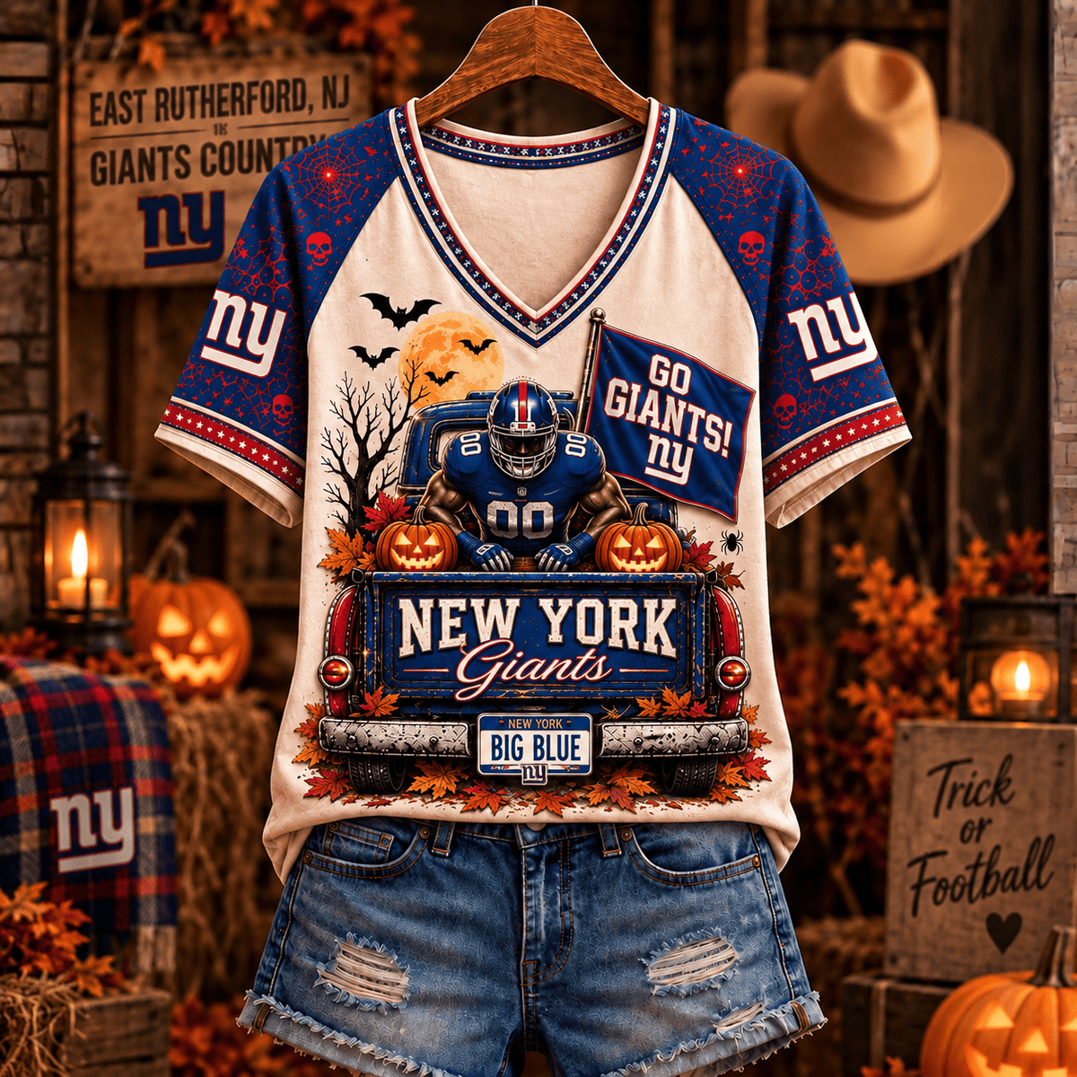 NYG Premium Halloween V-Neck T Shirt Gift For Fan