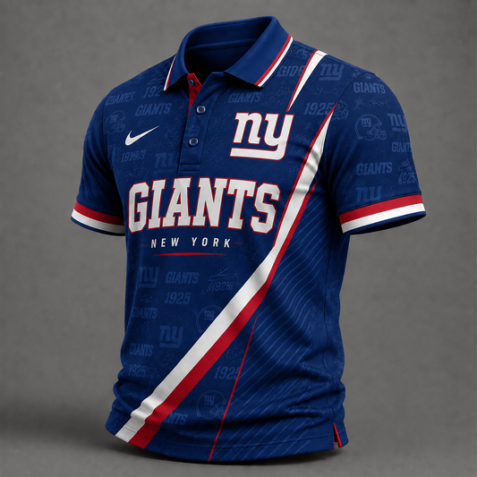 NYG Premium NFL Diagonal Stripe Polo Shirt