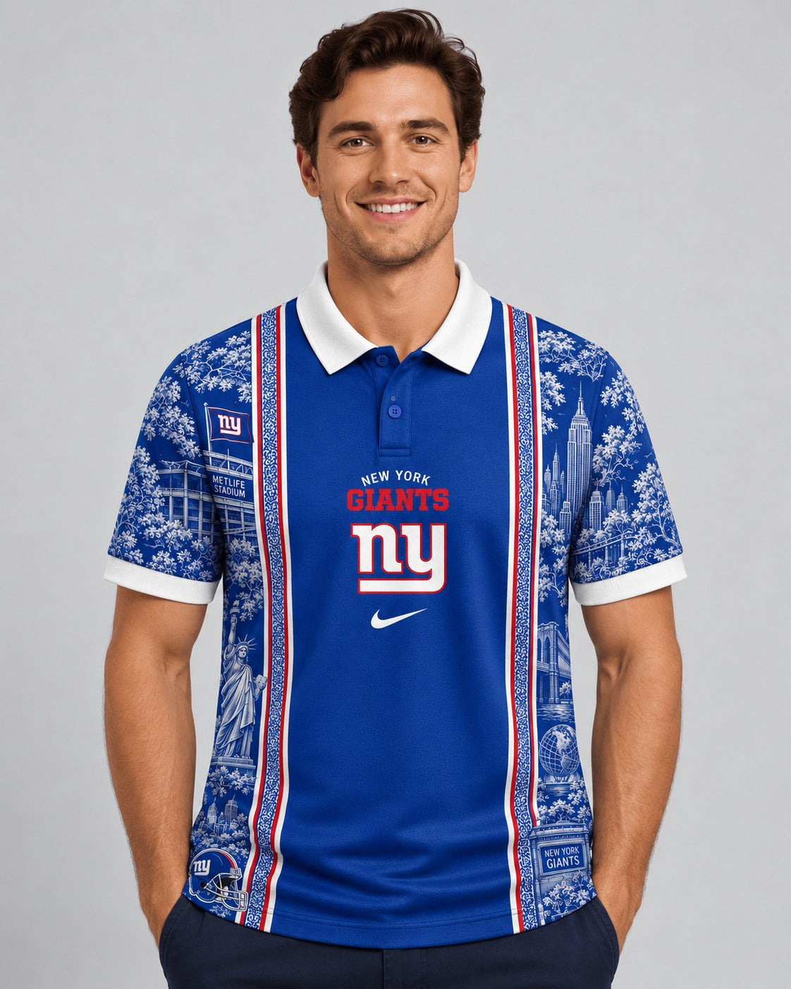 NYG Premium NFL Heritage Cityscape Polo Shirt for Loyal Fans