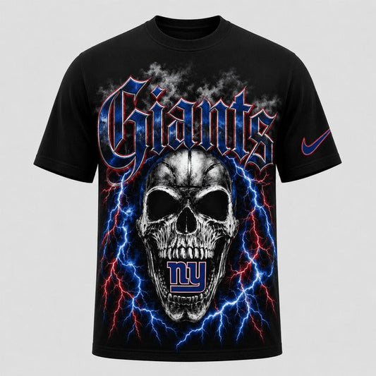 NYG Premium NFL Premium Skull Lightning Graphic T-Shirt