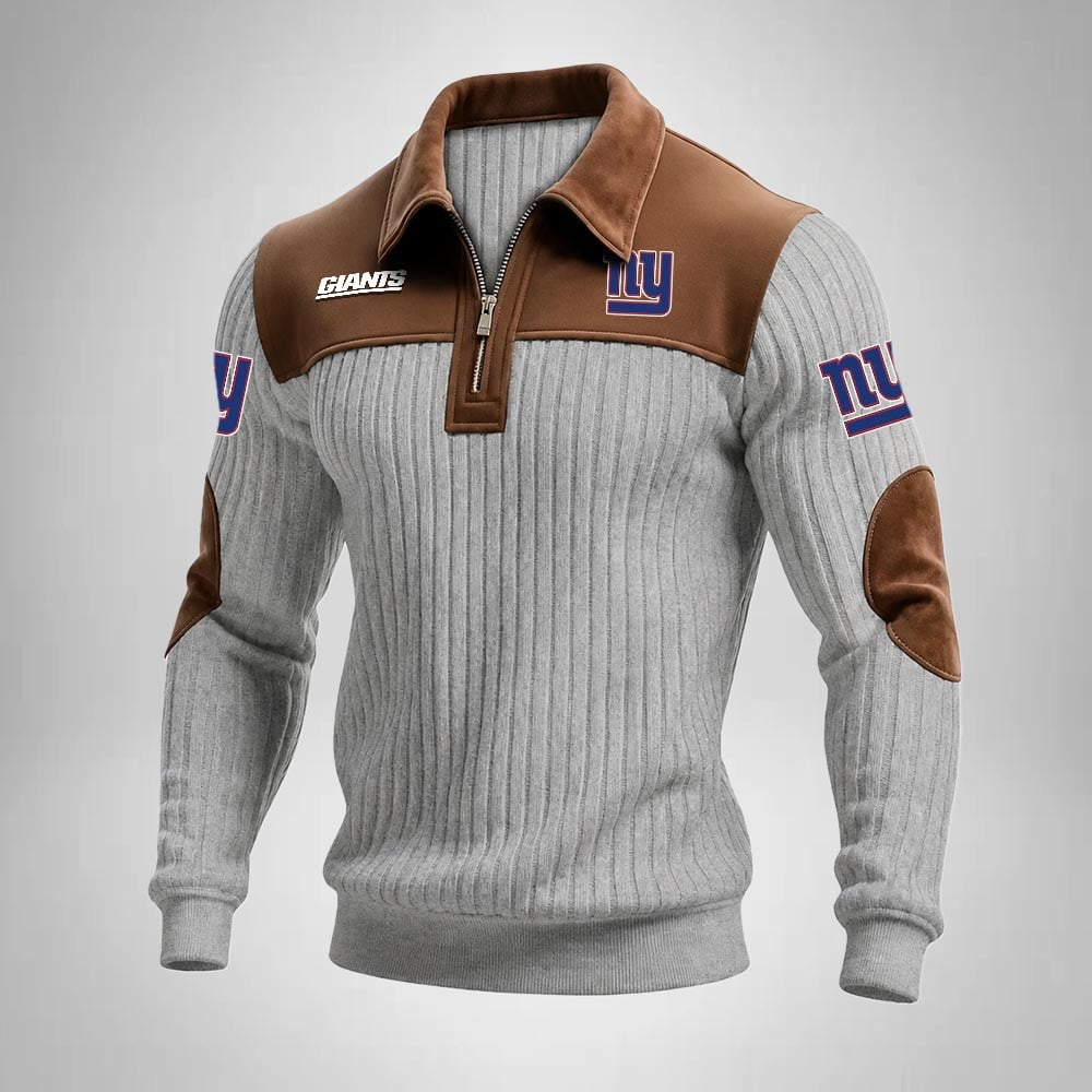 NYG x NFL Men‘s Suede Zip-up Polo Shirt
