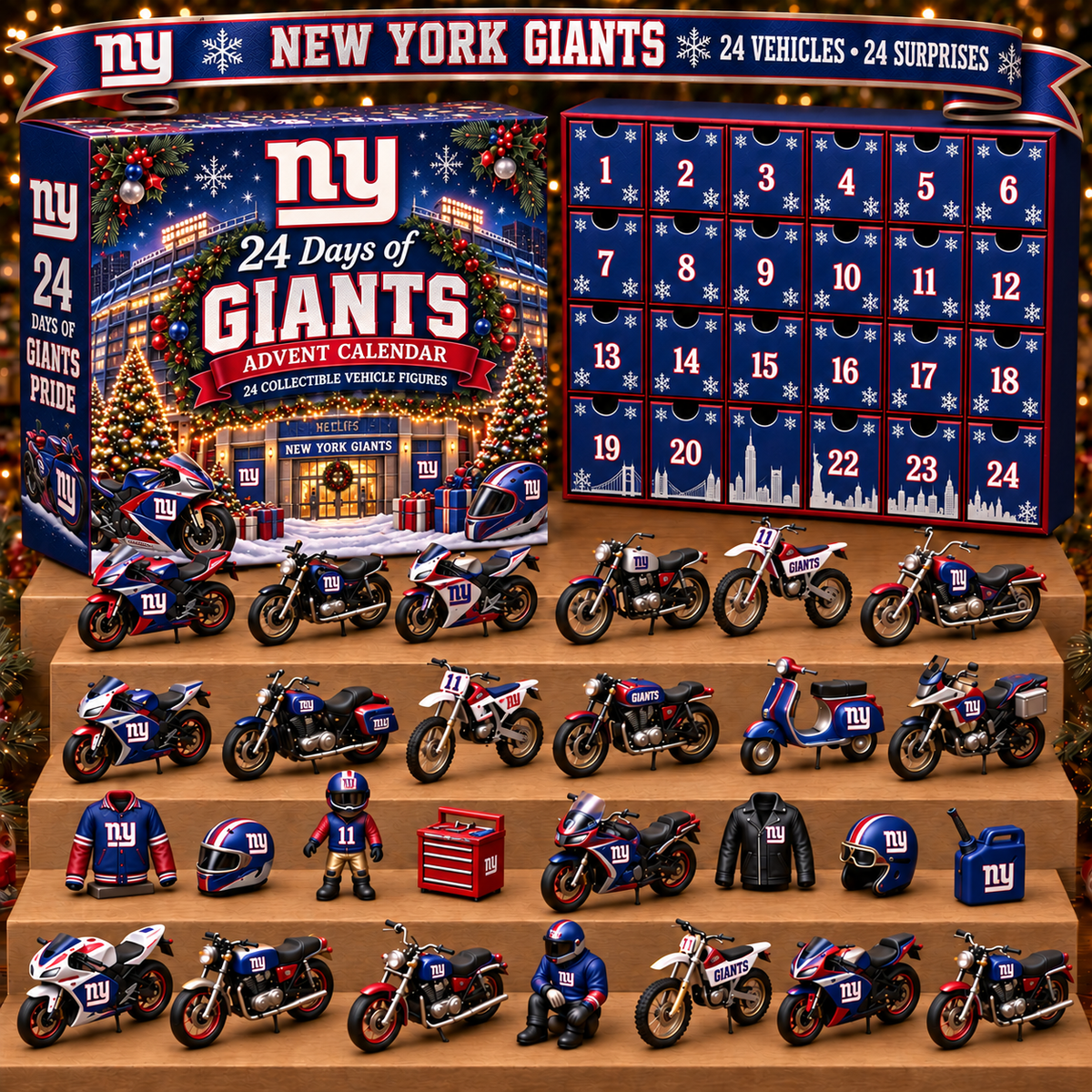 NYG x NFL Personalized 24 Days Of Motorcycles Advent Calendar Blink Box