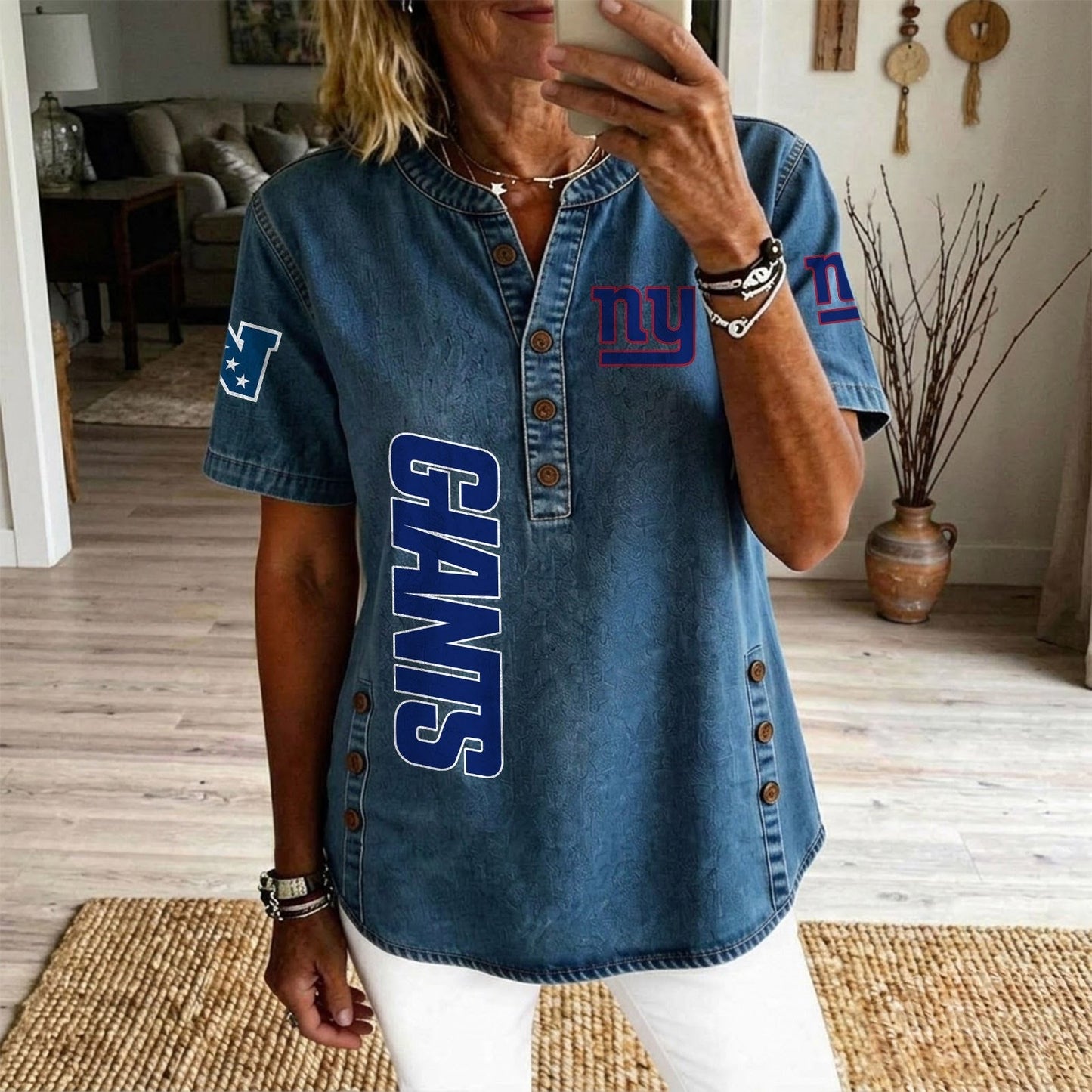 NYG x NFL Women’???s Denim Casual Tops DATND LBN 190526