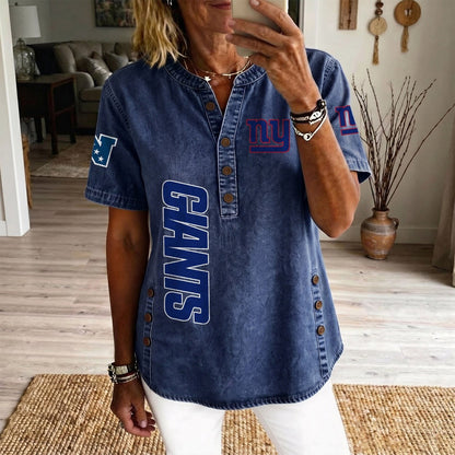 NYG x NFL Women’???s Denim Casual Tops DATND LBN 190526