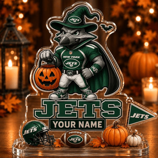 NYJ NFL Halloween Acrylic Block Plaque Personalized Gift For Fan
