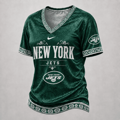 NYJ Premium NFL Classic Floral Satin Shirt