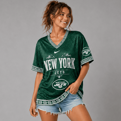 NYJ Premium NFL Classic Floral Satin Shirt