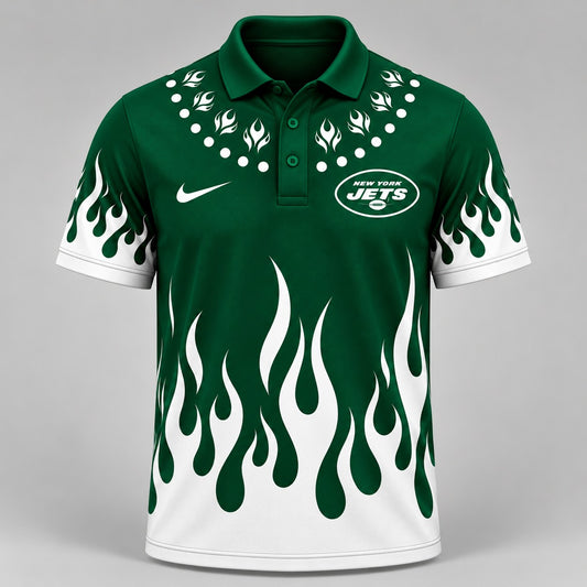 NYJ Premium NFL Flame Performance Polo Shirt