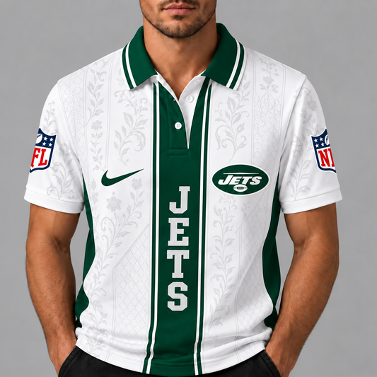 NYJ Premium NFL Floral Elegance Men‘s Polo Shirt
