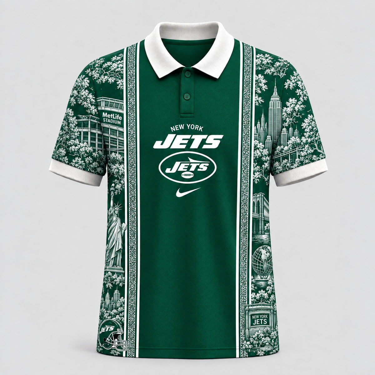 NYJ Premium NFL Heritage Cityscape Polo Shirt for Loyal Fans