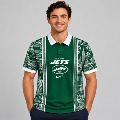 NYJ Premium NFL Heritage Cityscape Polo Shirt for Loyal Fans