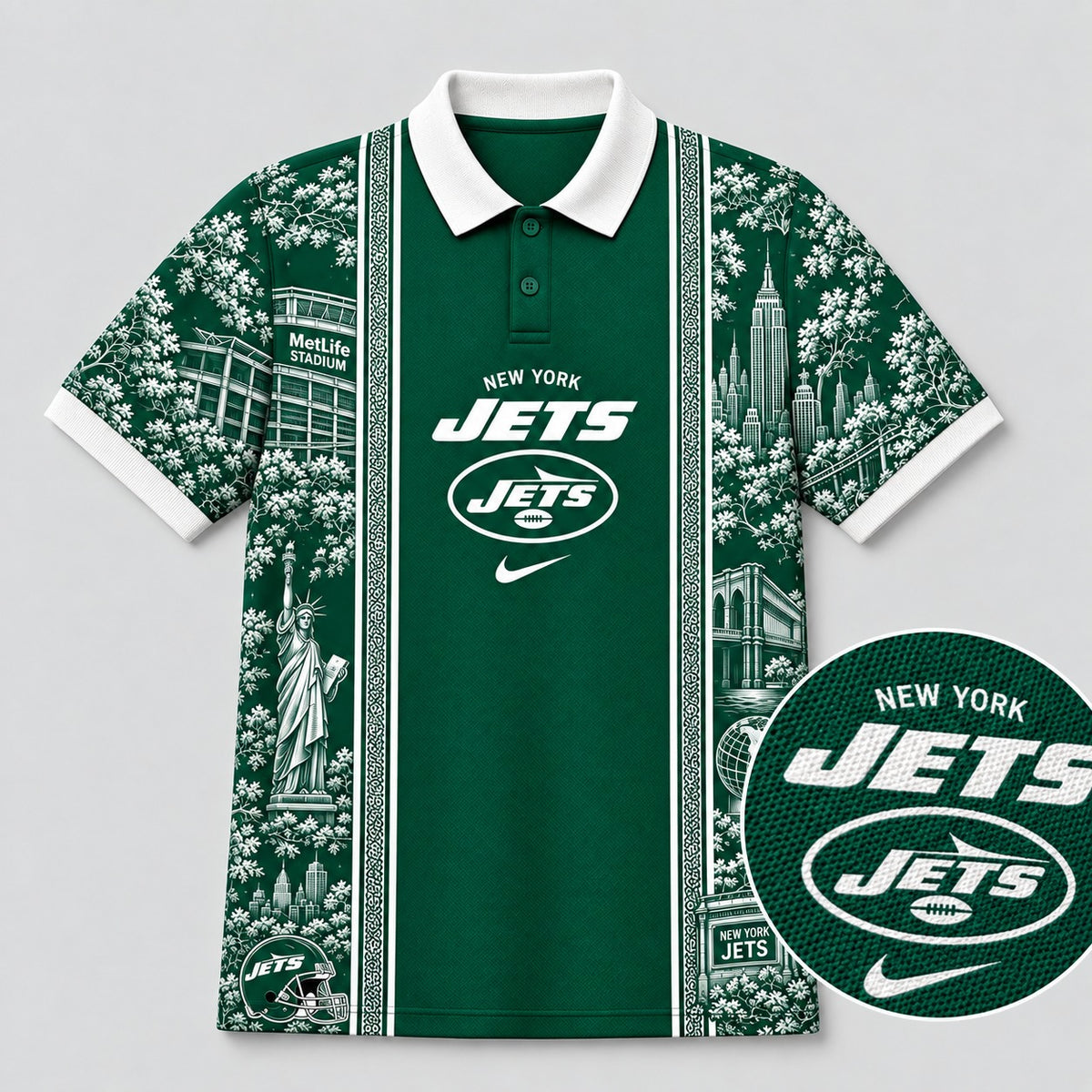 NYJ Premium NFL Heritage Cityscape Polo Shirt for Loyal Fans