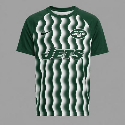 NYJ Premium NFL Retro Wavy Pattern Athletic T-Shirt