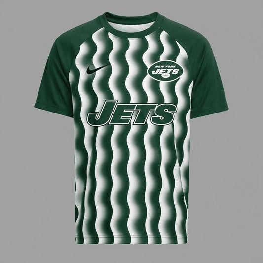 NYJ Premium NFL Retro Wavy Pattern Athletic T-Shirt