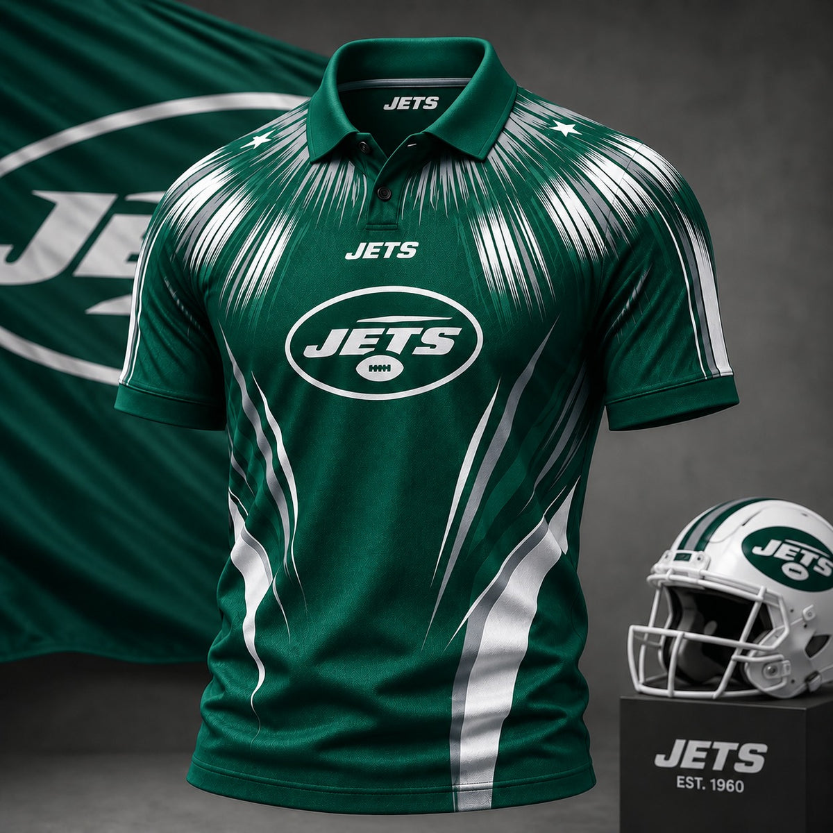 NYJ Premium NFL Victory Rush Polo Shirt