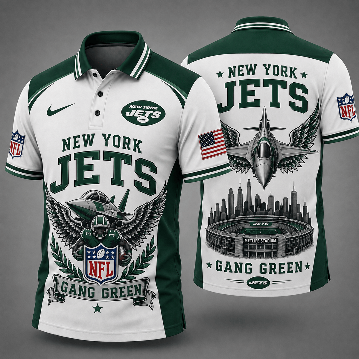 NYJ Premium NFL Winged Pride Polo