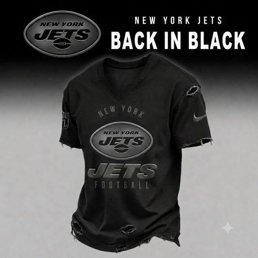 NYJ x NFL Back In Black V-neck Shirt 290626