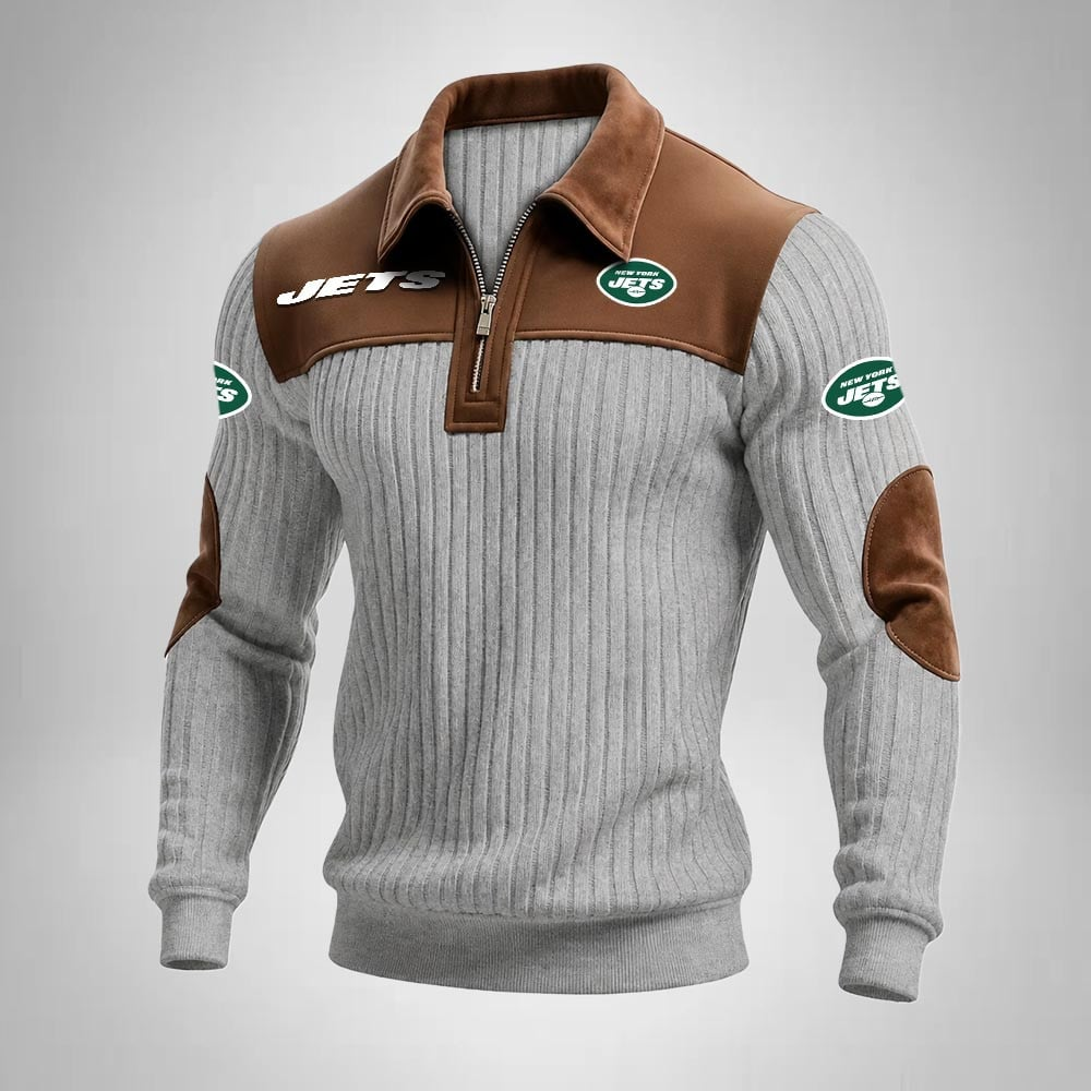NYJ x NFL Men‘s Suede Zip-up Polo Shirt
