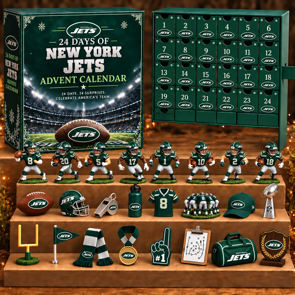 NYJ x NFL Personalized 24 Days Of American Football Advent Calendar Blink Box