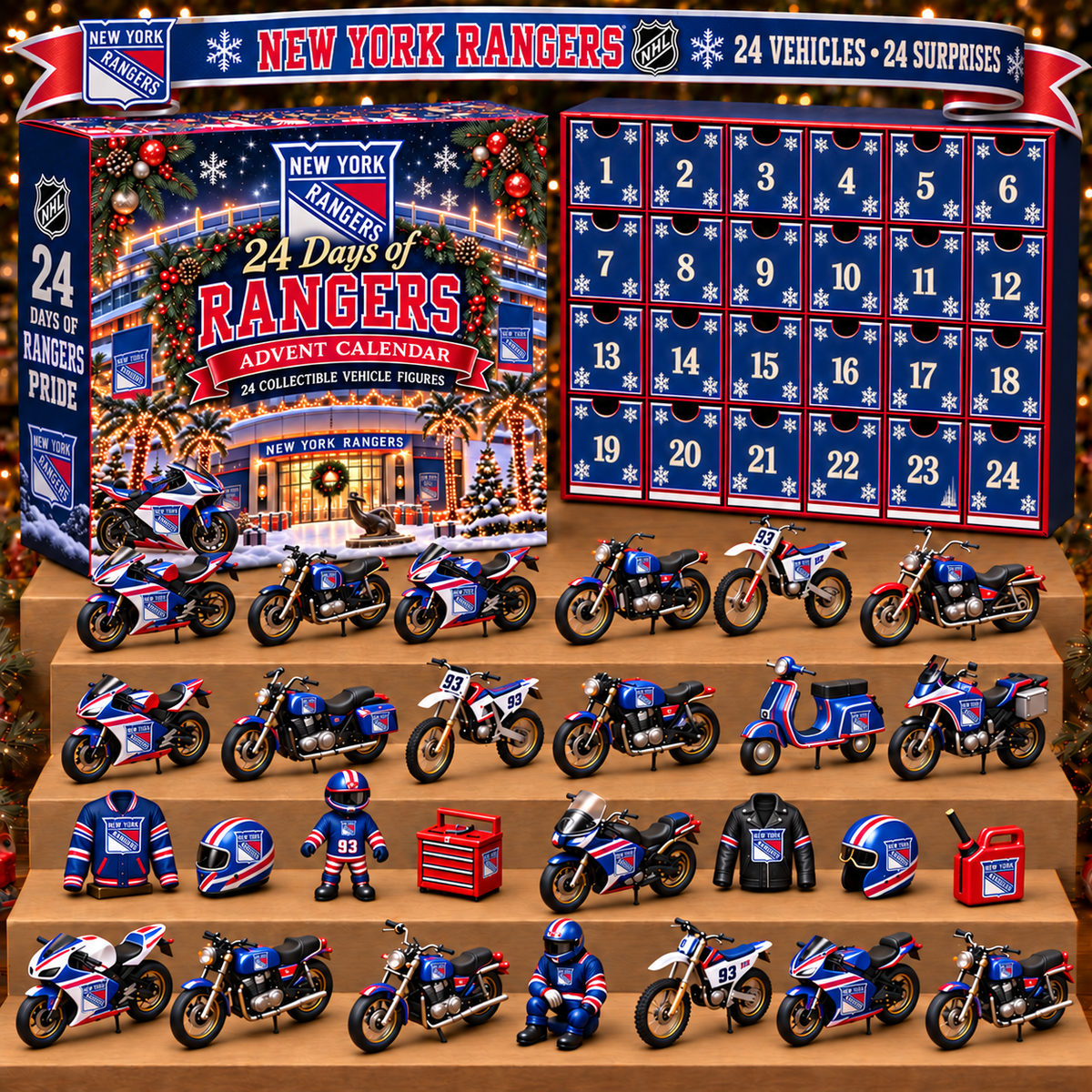 NYR x NHL Personalized 24 Days Of Motorcycles Advent Calendar Blink Box