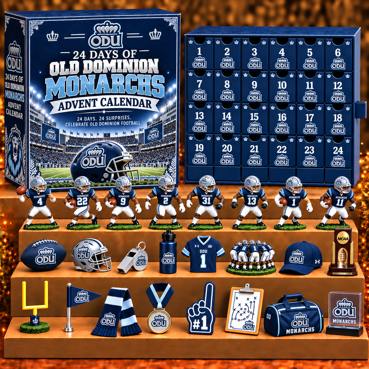 ODM x NCAA Personalized 24 Days Of American Football Advent Calendar Blink Box