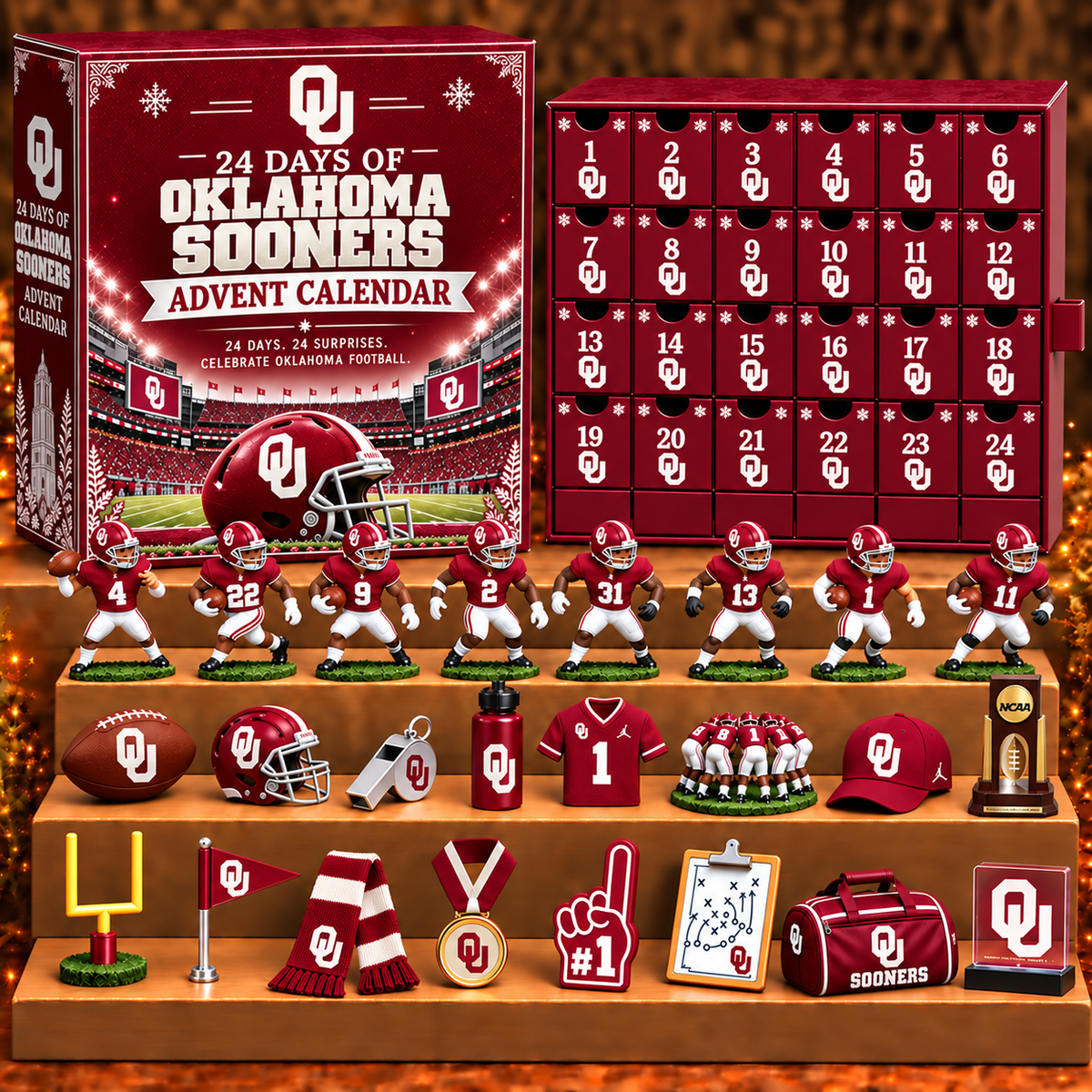 OS x NCAA Personalized 24 Days Of American Football Advent Calendar Blink Box