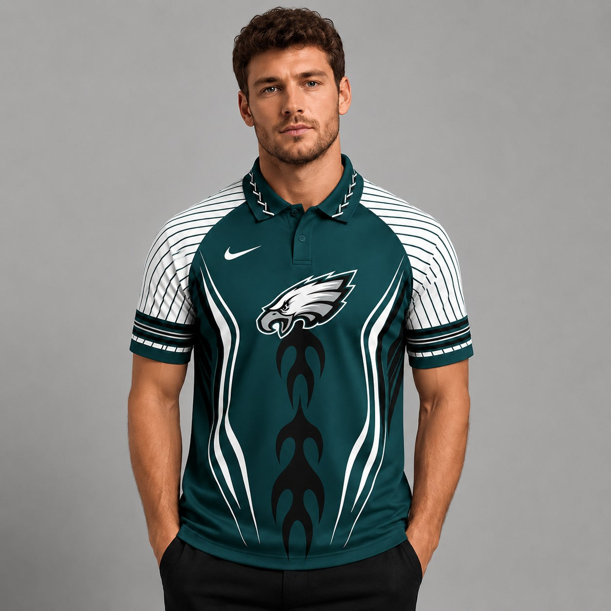 PE Premium NFL Flame Stripe Athletic Polo Shirt