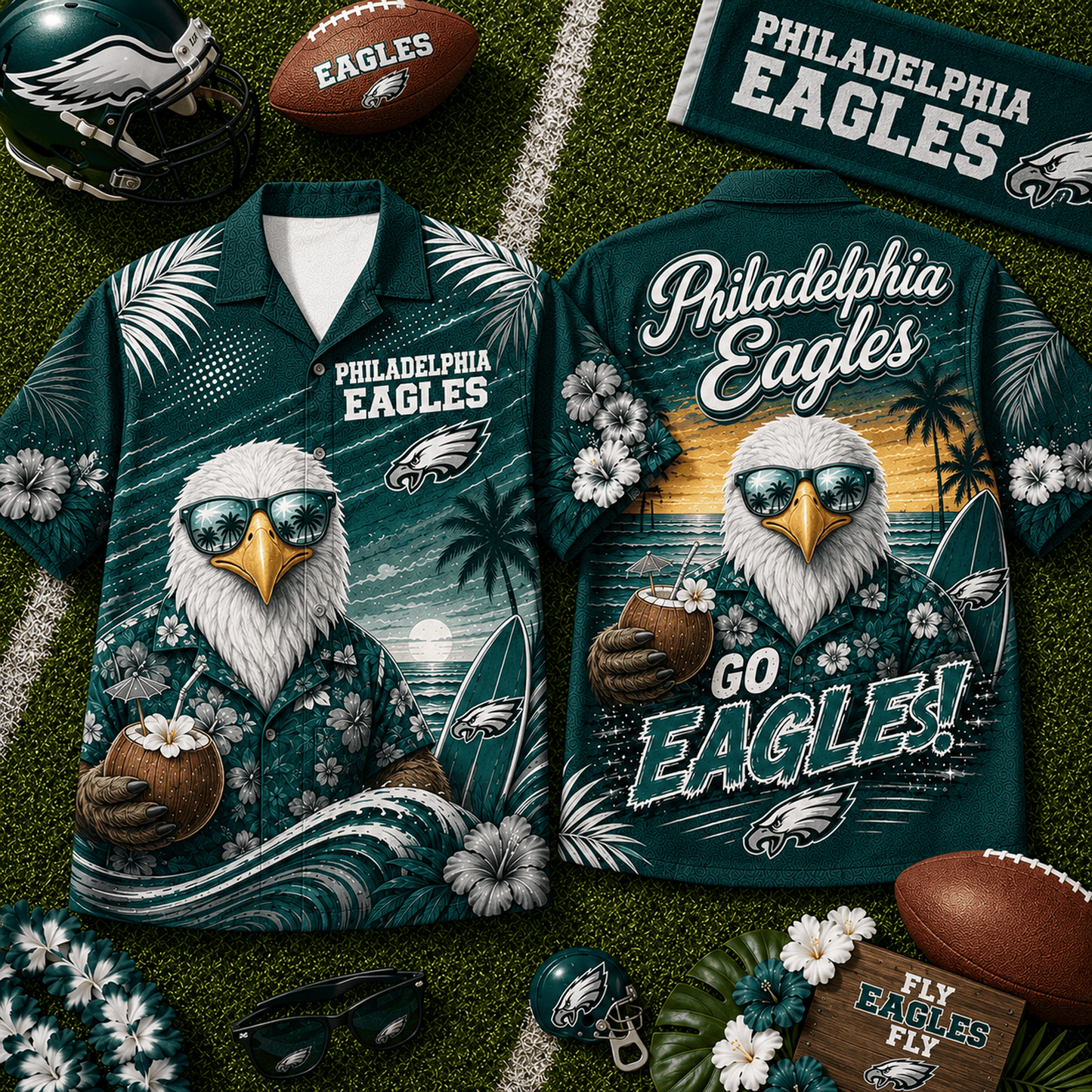 PHI x NFL Premium Beach Vibes Hawaiian Shirt