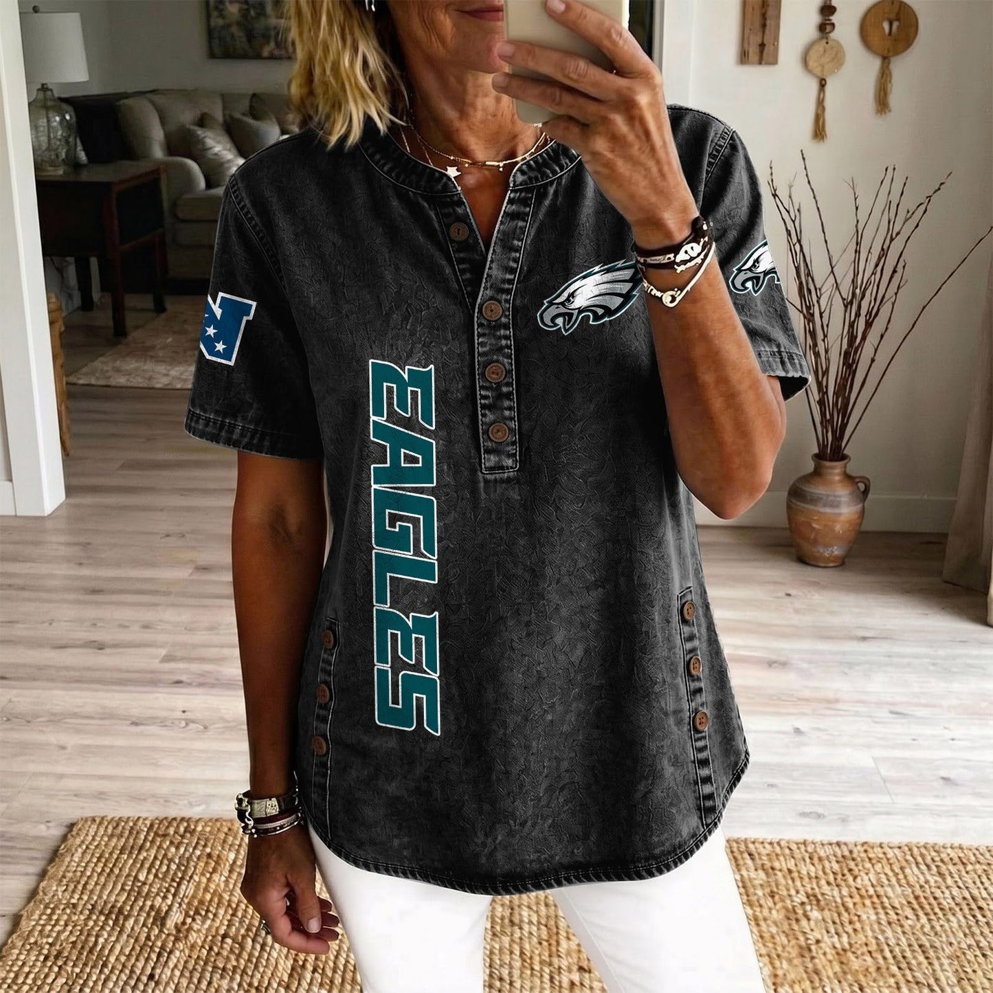 PHI x NFL Women’???s Denim Casual Tops DATND LBN 190526