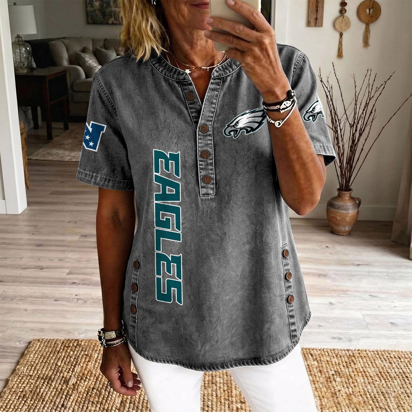 PHI x NFL Women’???s Denim Casual Tops DATND LBN 190526
