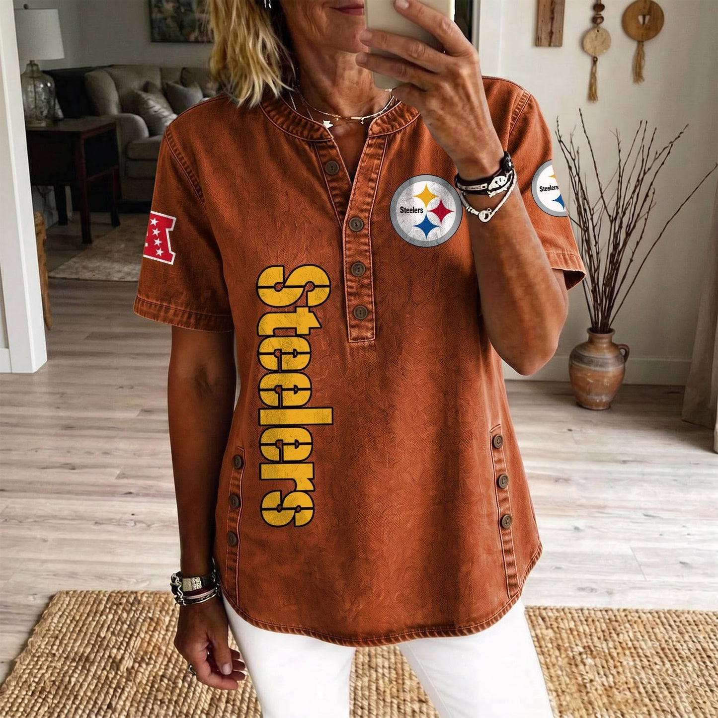 PIT x NFL Women’???s Denim Casual Tops DATND LBN 190526
