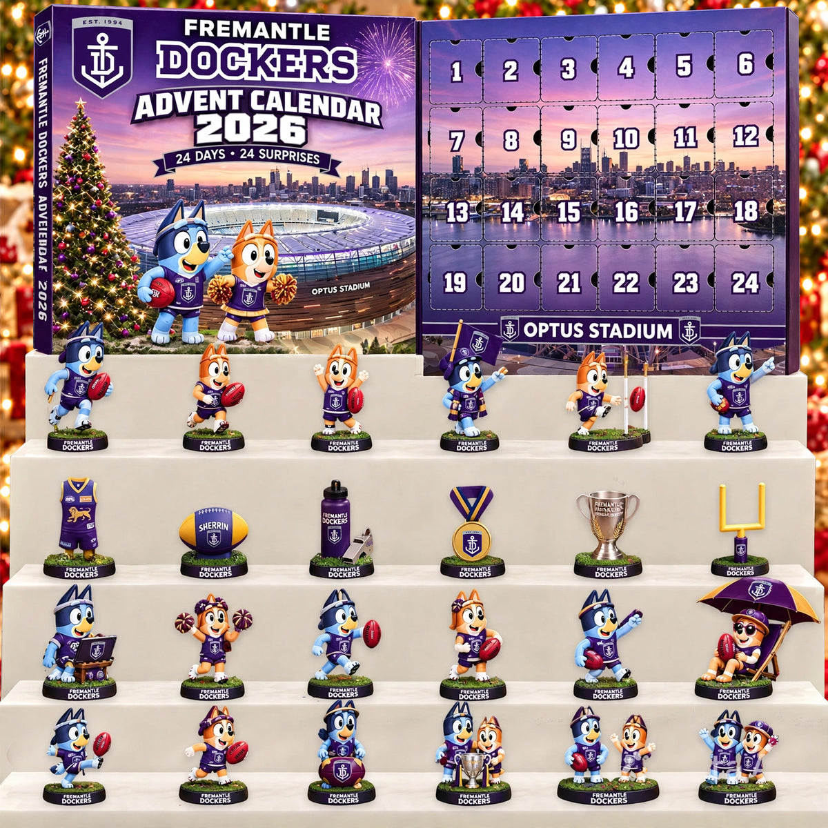 PREMIUM AFL X FRE EXCLUSIVE PERSONALIZED JOURNEY BLUEY & BINGO 24 Days Of FOOTY Advent Calendar Gift For Fan Limited Edition
