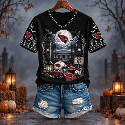 PREMIUM NFL X ARI EXCLUSIVE SPOOKY NIGHT VNECK- TSHIRT LIMITED EDITION