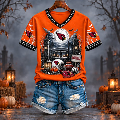 PREMIUM NFL X ARI EXCLUSIVE SPOOKY NIGHT VNECK- TSHIRT LIMITED EDITION